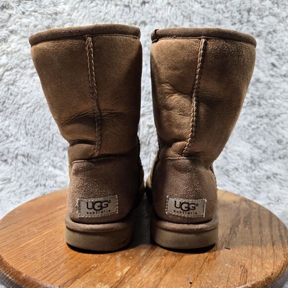 Ugg Australia Classic Short Women Size 7 Tan Sheepskin Winter Pull On Boots 5825 - Picture 4 of 12